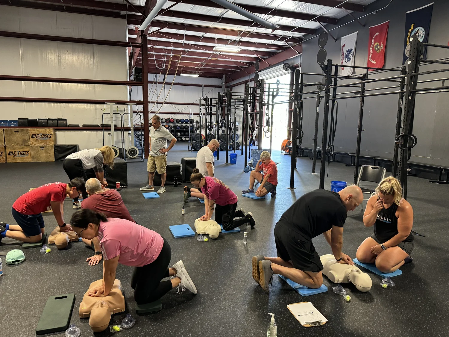 An on-site CPR training session in progress
